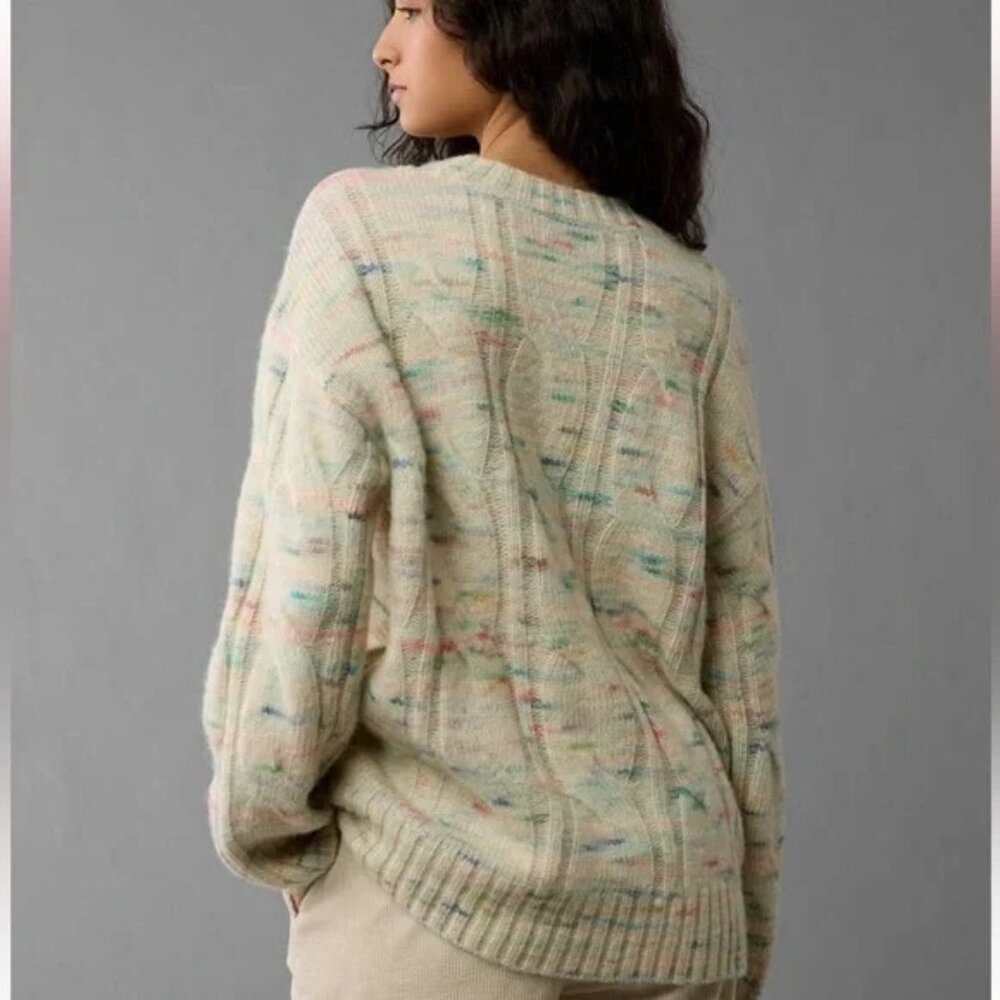 American Eagle Oversized Multicolor Cable Knit Sw… - image 2